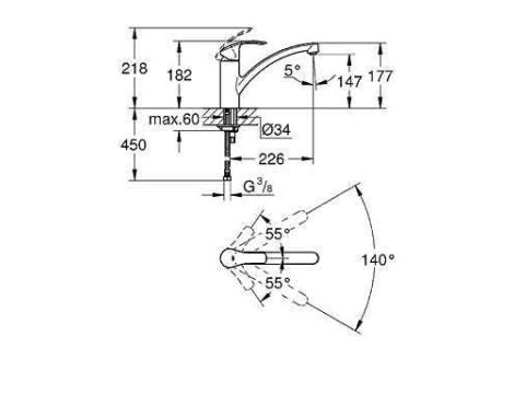 Bateria kuchenna stojąca Grohe Eurosmart 33281002 srebrny - 2