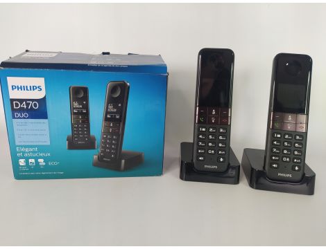 Telefon Bezprzewodowy Philips D4702B/34 Duo 1,8" - 2