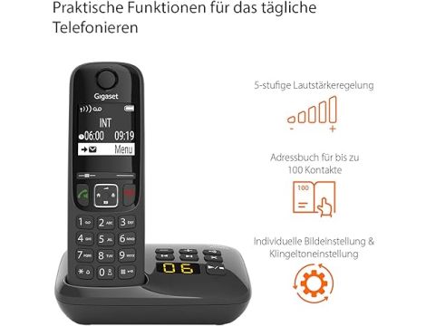 Gigaset AS690A Telefon BezprzewoDowy DECT, Czarny - 2