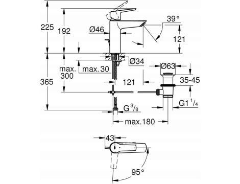 Bateria umywalkowa stojąca Grohe Start chrom - 4