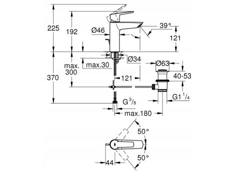 Bateria umywalkowa stojąca Grohe Start chrom - 5