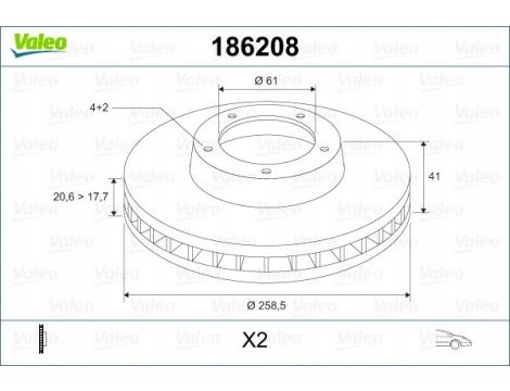 Zestaw 2 Tarcz hamulcowych Valeo 186208