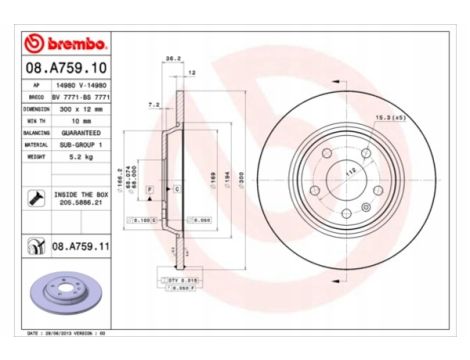 2x Tarcza hamulcowa Brembo 08.A759.11